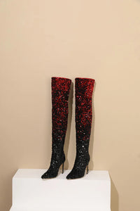 tight sequined thigh boots, gradient