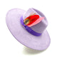 Suede fedora hat with heart shaped top, 3.75" brim