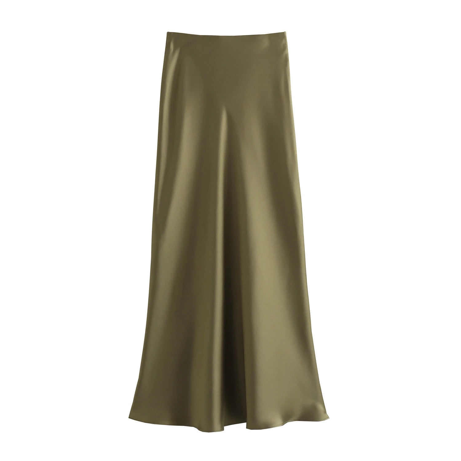 XNWMNZ Flowy Satin Midi Skirt