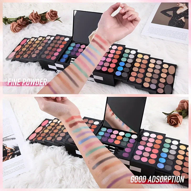 Makeup set for 142 colors eye shadow, 3 colors blush, 3 colors eyebrow powder.