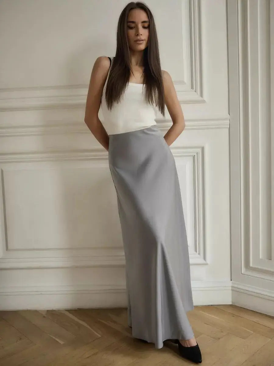 Simple and elegant satin skirt