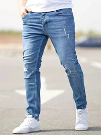 Ripped Skinny Vintage Wash Solid Pencil Jeans