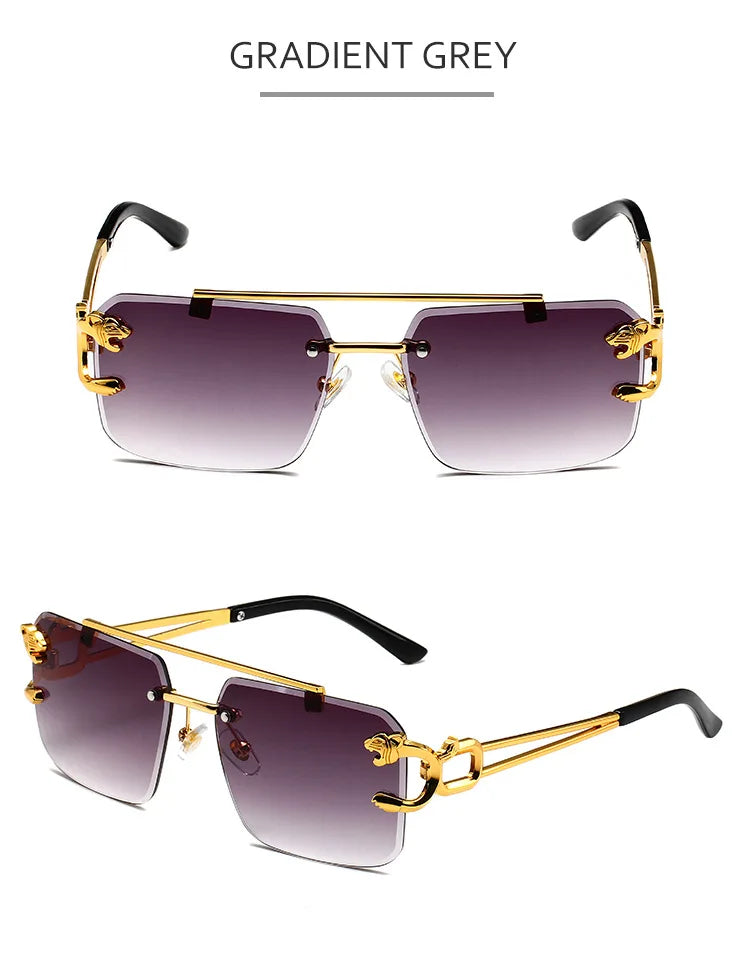 Trendy rectangular rimless sunglasses