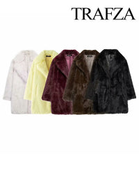 TRAFZA Faux Fur Effect Coat