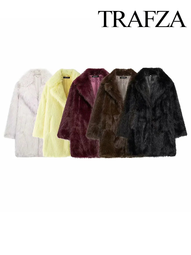 TRAFZA Faux Fur Effect Coat