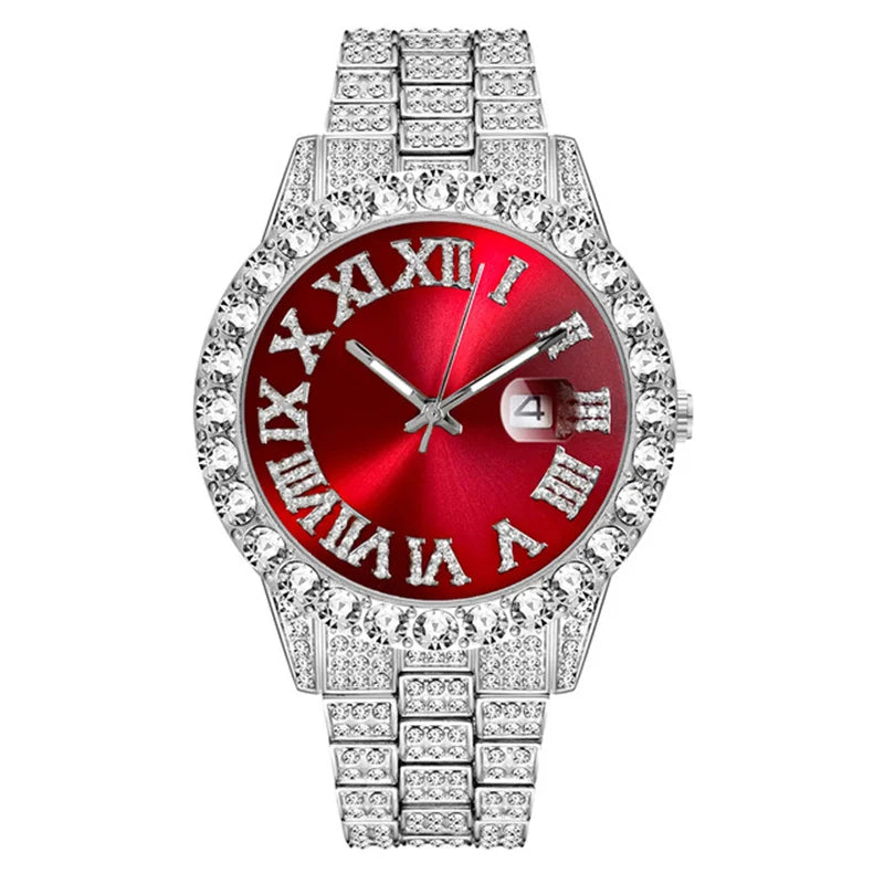 Montre Hip Hop Iced Out de marque de luxe avec diamant