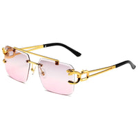 Trendy rectangular rimless sunglasses