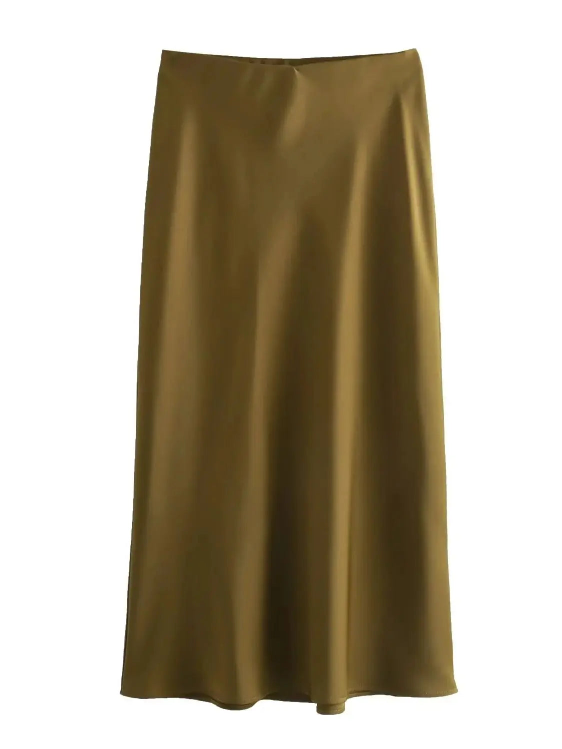 XNWMNZ Flowy Satin Midi Skirt