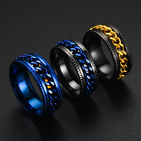 Fashion 8mm Spinner Ring For Men Women Stainless Steel Cuban Chain Spinner Fidget Band Release Anxiety Rings Jewelry Wholesale