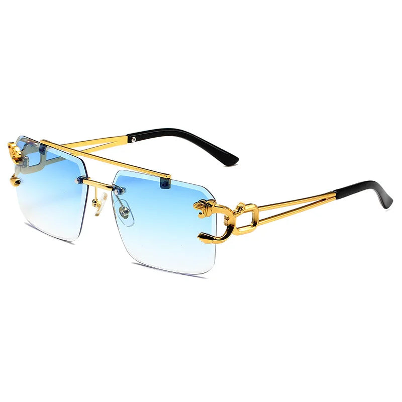 Trendy rectangular rimless sunglasses