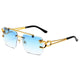 Trendy rectangular rimless sunglasses