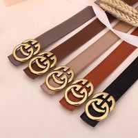 Women’s PU Leather Belt With Moon Temperament Button