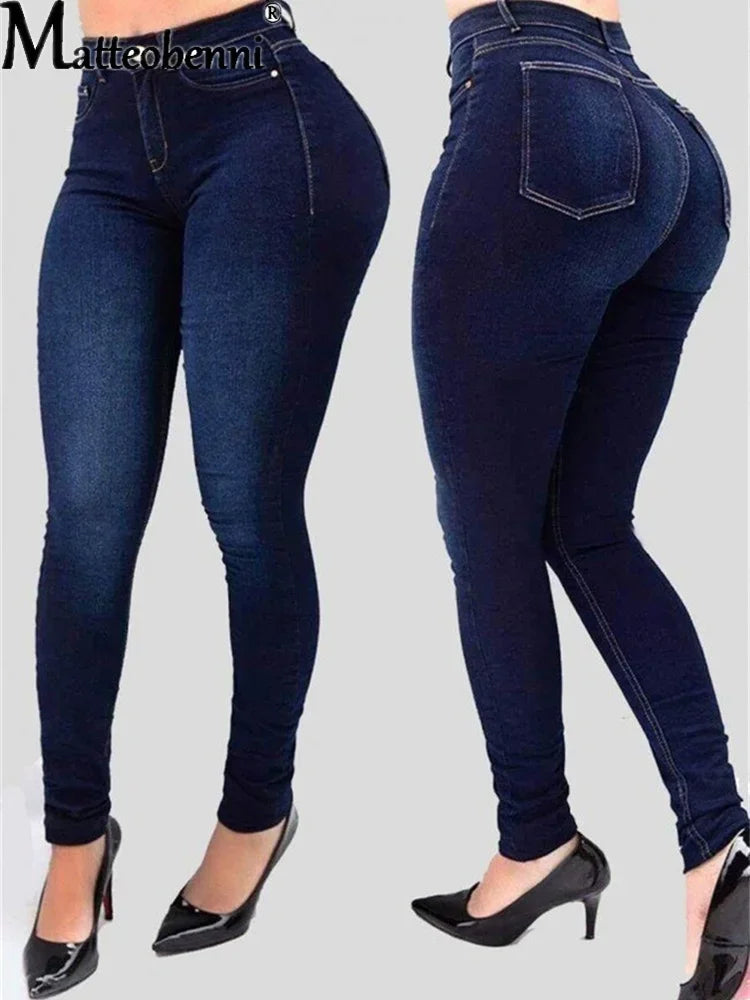 Slim-fit push-up pencil jeans in denim