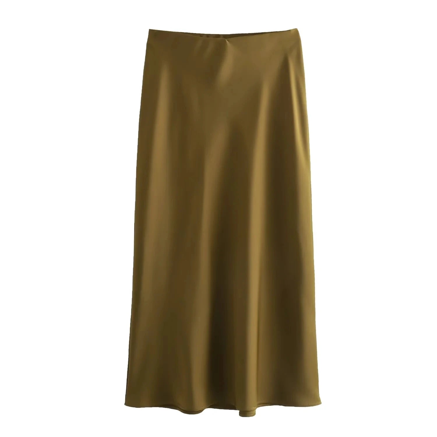 XNWMNZ Flowy Satin Midi Skirt