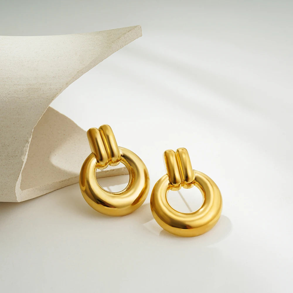 Gold Plated Textured Knot Twisted Geometric Stud Earrings