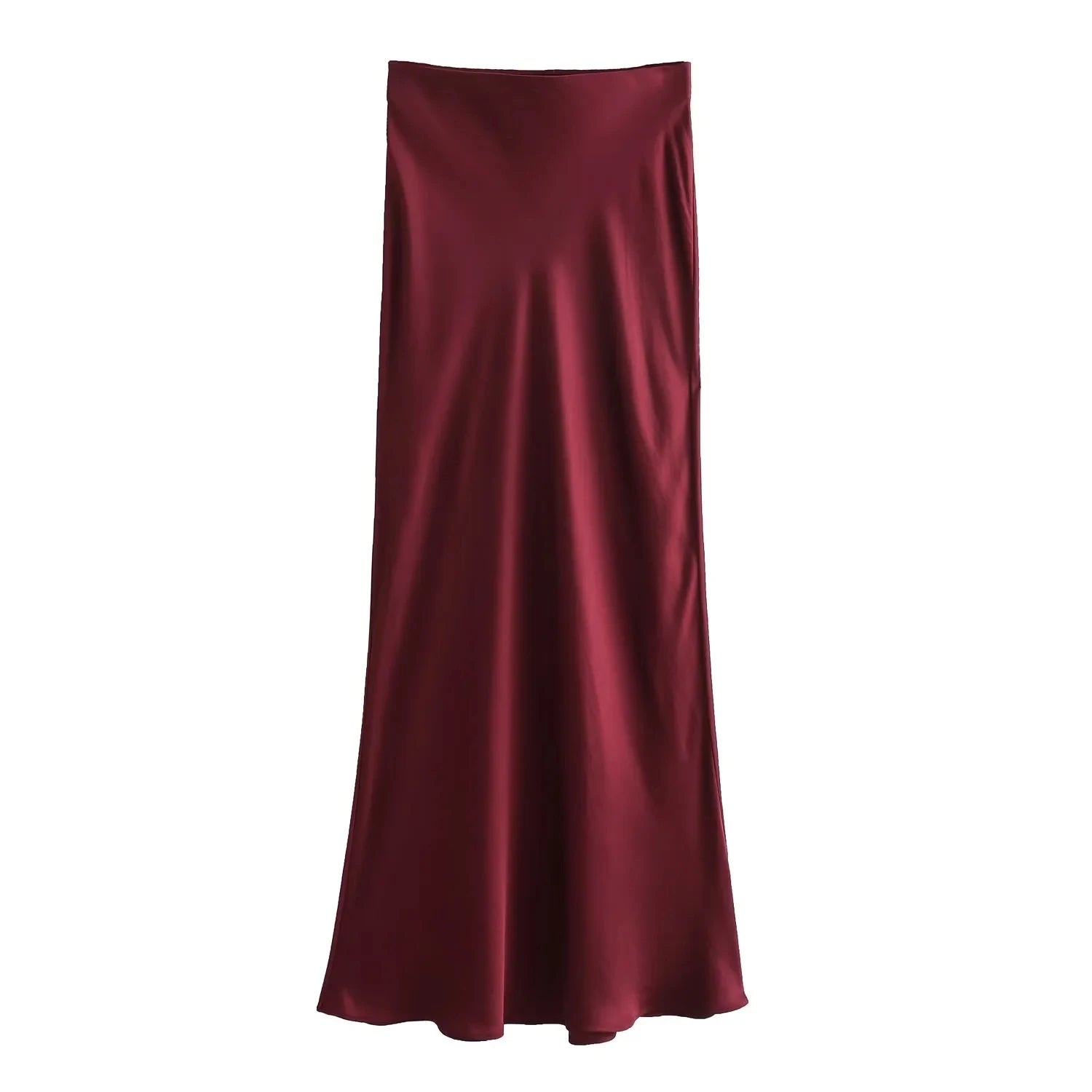 XNWMNZ Flowy Satin Midi Skirt