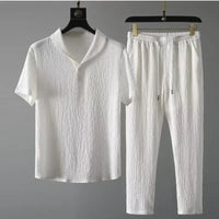 ❄️ Summer Ice Silk Cotton-Linen Set – Men's Ultra-Thin Sleeveless & Mid-Sleeve Outfit