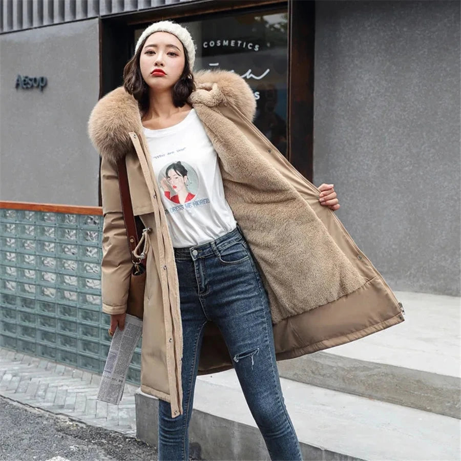 warm padded faux fur coat