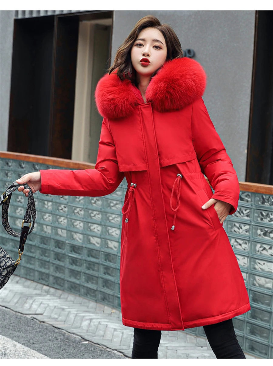 warm padded faux fur coat