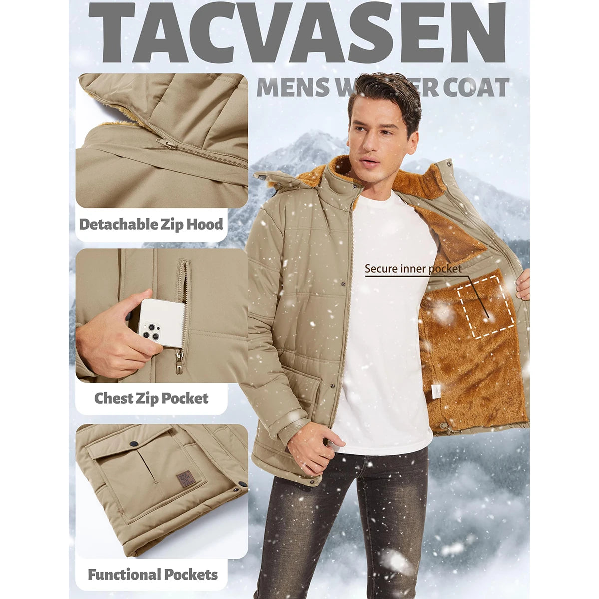 TACVASEN Fleece Lined Parka Jacket