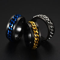 Fashion 8mm Spinner Ring For Men Women Stainless Steel Cuban Chain Spinner Fidget Band Release Anxiety Rings Jewelry Wholesale