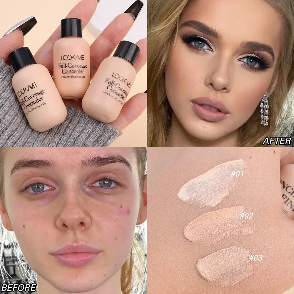 Full Coverage Liquid Concealer Cream 12ml Invisible Cream and Waterproof Face Foundation