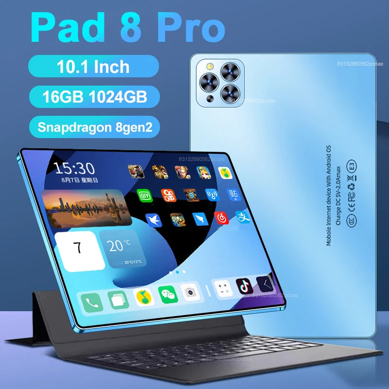 Original Pad 8 Pro Tablet 10.1 inch Android 13 Snapdragon 8gen2 Global 16GB+1024GB 10000mah 5G Dual SIM WIFI  HD Full Screen