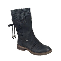 Lace-up side zip snow boots