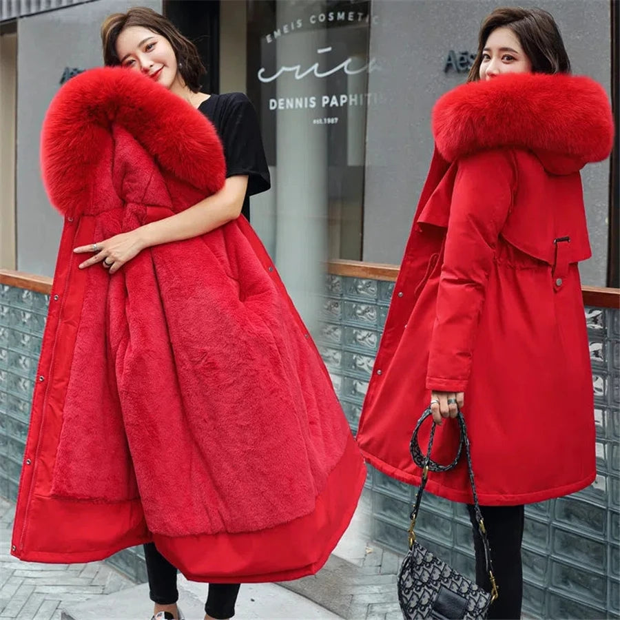 warm padded faux fur coat