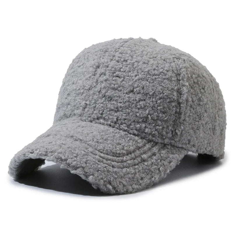 Solid Faux Lambswool Baseball Cap