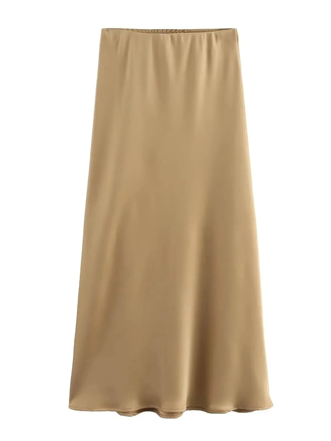 XNWMNZ Flowy Satin Midi Skirt