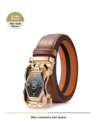 HCDW Designer Belts man Black Brown Automatic genuine leather belt for men Work Luxury Brand fashion Golf Trouser Belt male Gift