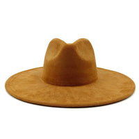 Suede fedora hat with heart shaped top, 3.75" brim