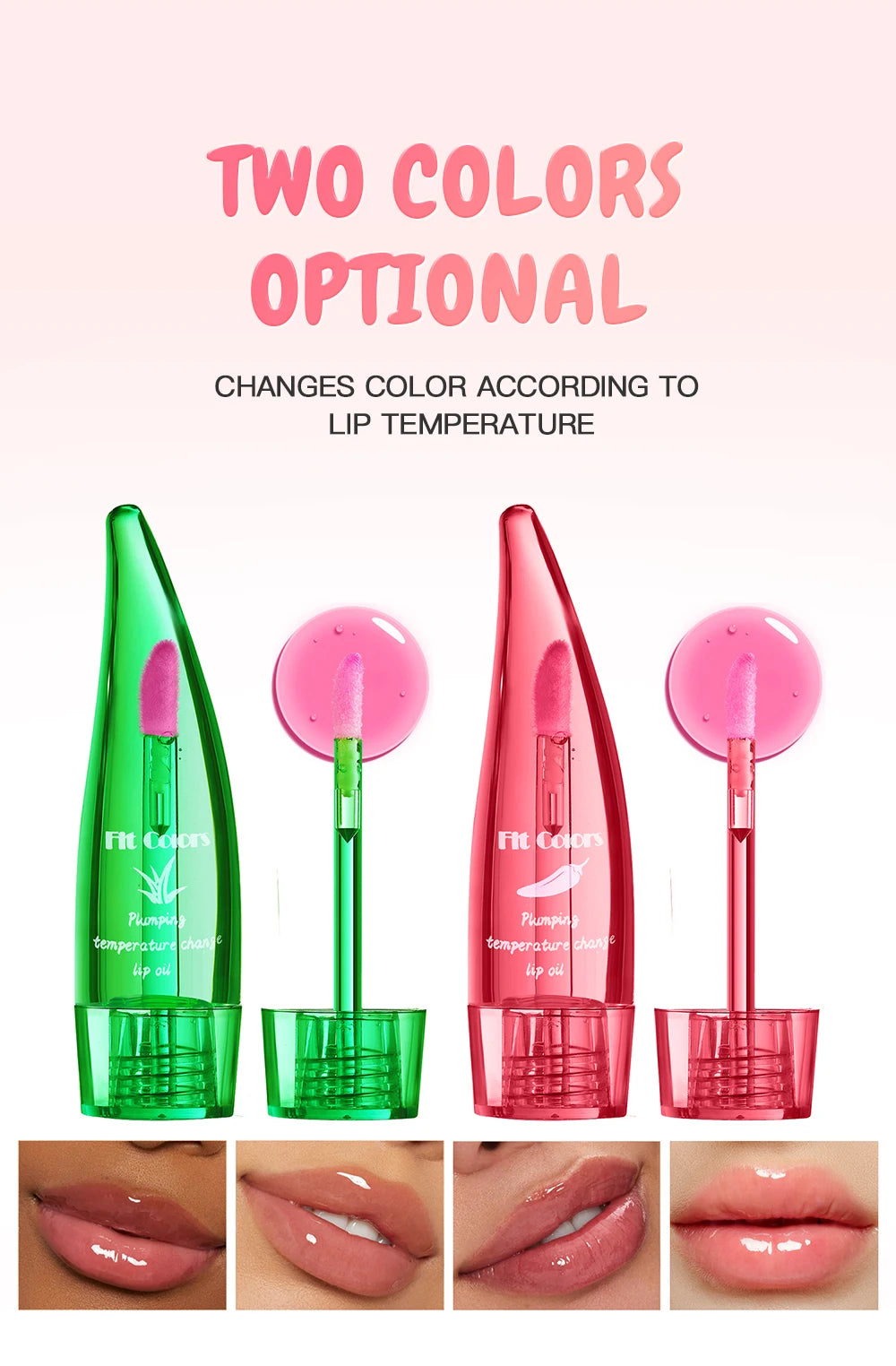 Plumping Lip Oil with Aloe Vera and Chilli | Temperature Activated Color Change | Moisturizing and Hydrating Lip Gloss for Fuller Lips