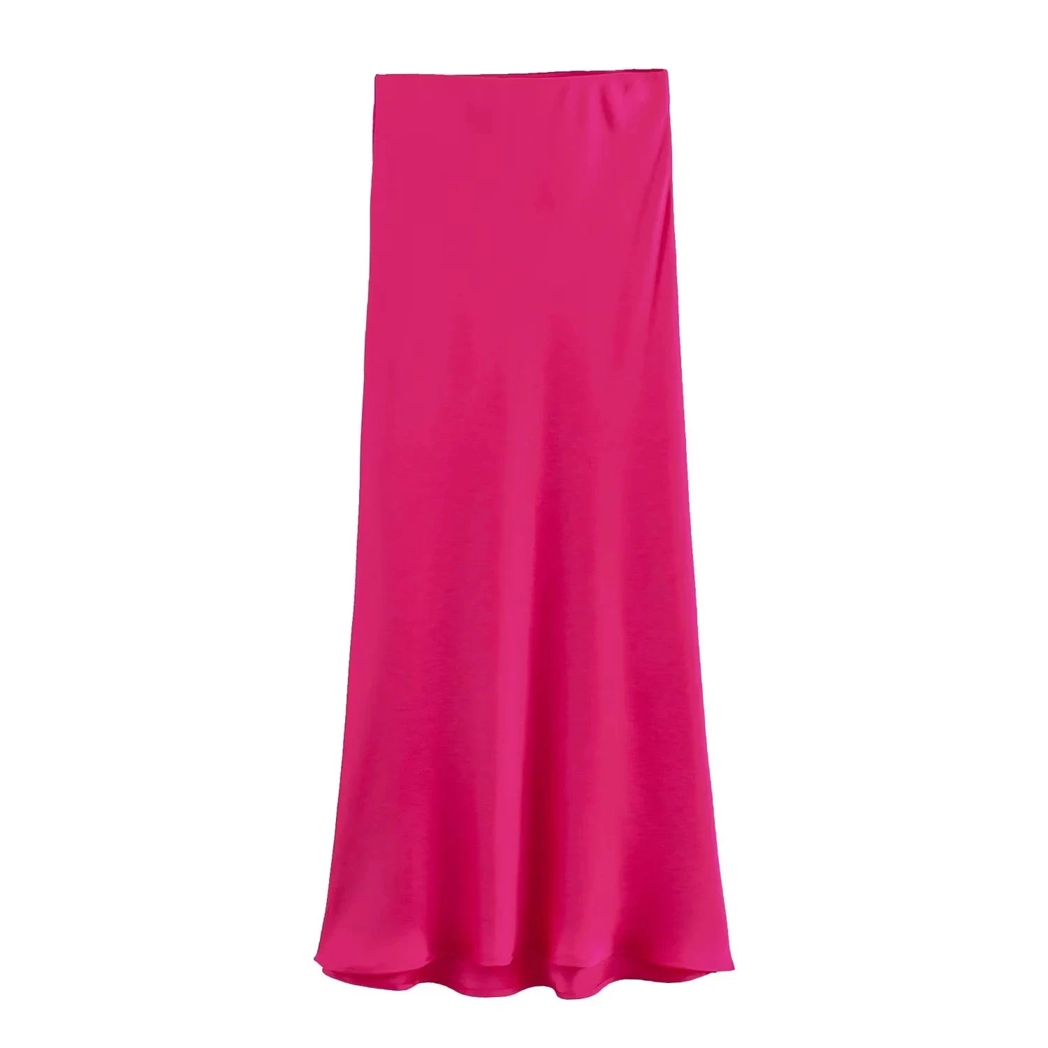 XNWMNZ Flowy Satin Midi Skirt