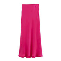 XNWMNZ Flowy Satin Midi Skirt