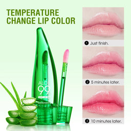 Langmanni Aloe Vera Moisturizing Lip Gloss - Color Changing Lip Glaze - Warming Sensation - Long Lasting Hydrating Lip Oil