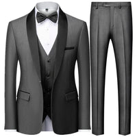 Traje delgado estilo británico de los hombres 3 piezas conjunto chaqueta chaleco pantalones