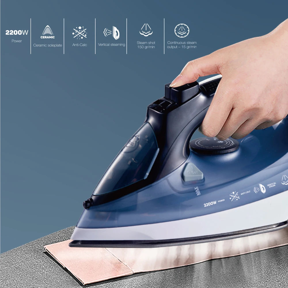 110 or 220V Electric Steam Iron for Clothes  With Non-stick Soleplate For Home Use, Automatic Shut-off, Ceramic Soleplate