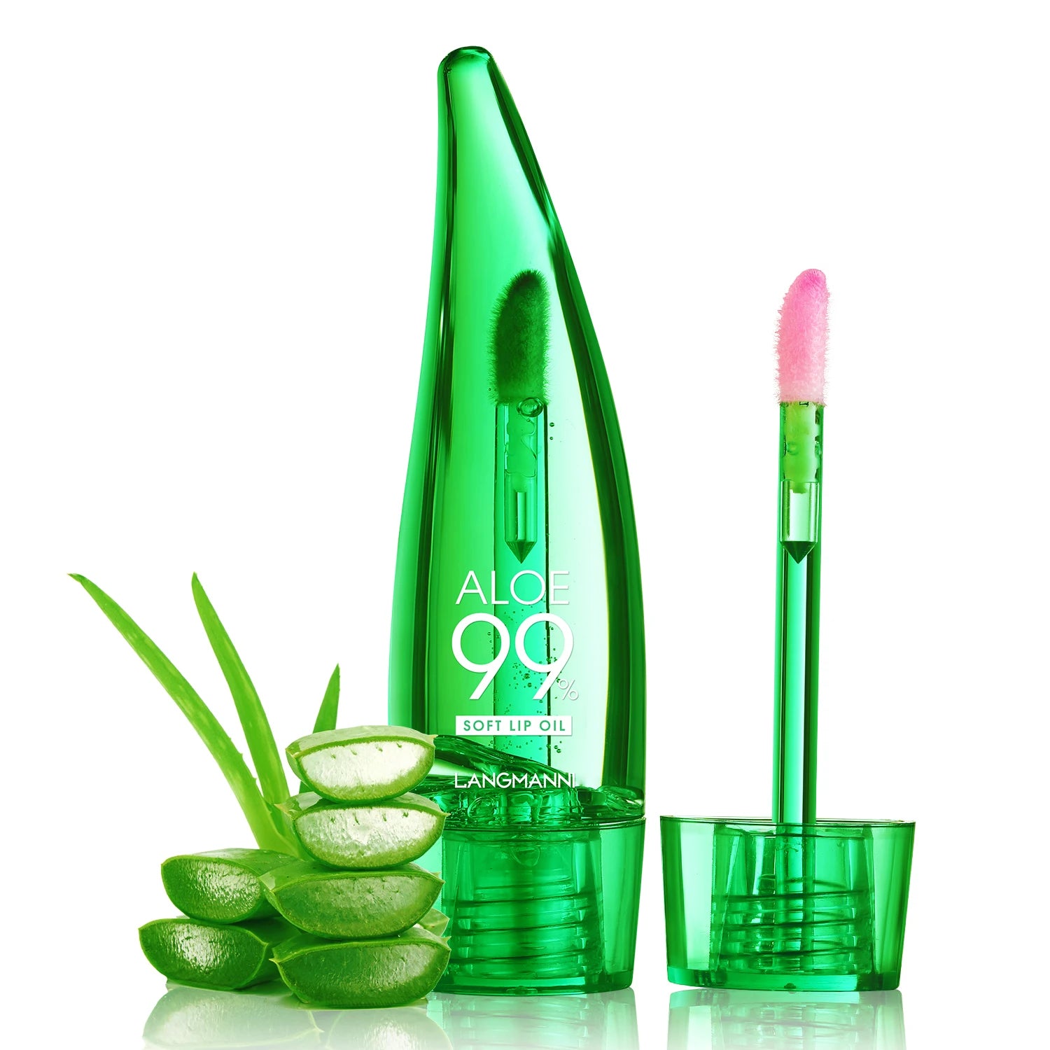 Langmanni Aloe Vera Moisturizing Lip Gloss - Color Changing Lip Glaze - Warming Sensation - Long Lasting Hydrating Lip Oil