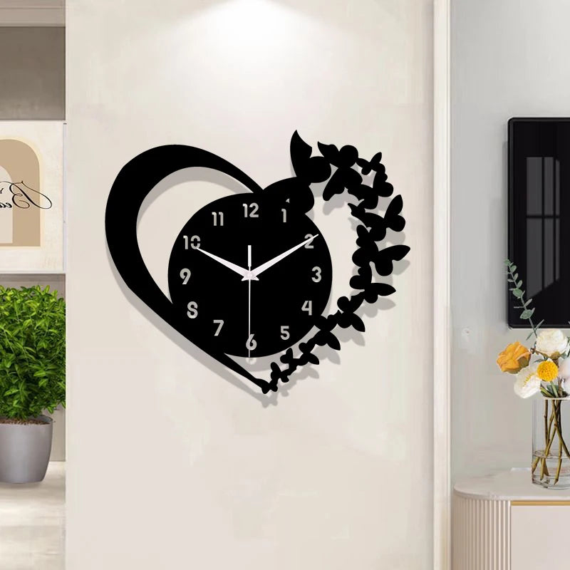 Heart Shaped Frameless Acrylic Silent Clock