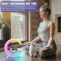 Multifunctional Wireless Charger Stand with RGB Light Alarm Clock Speaker