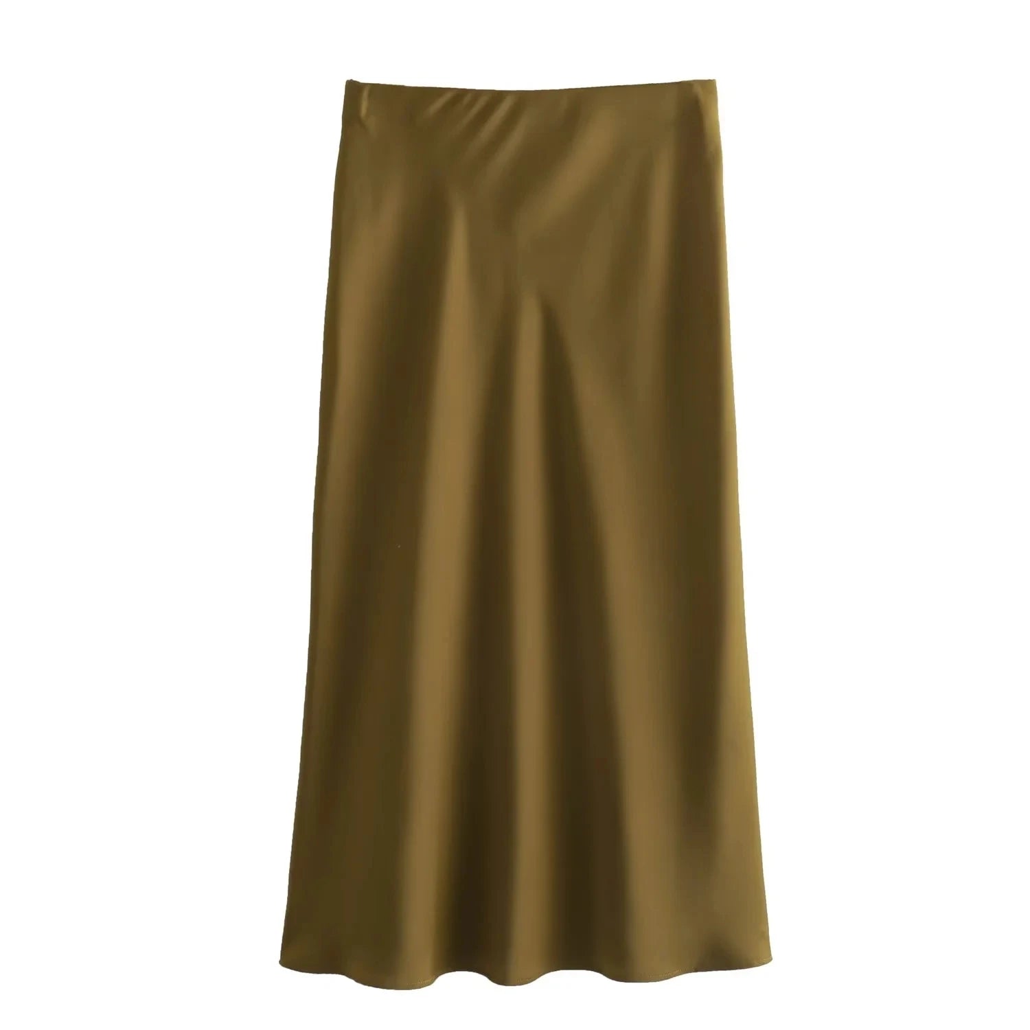 XNWMNZ Flowy Satin Midi Skirt