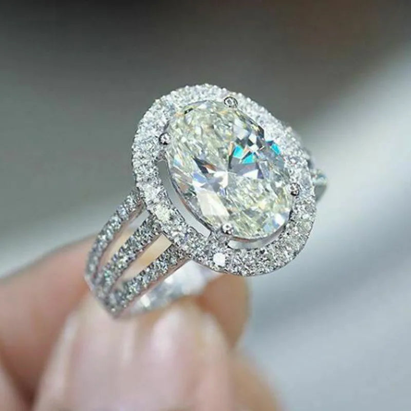 Luxury White Cubic Zirconia Engagement Rings for Women Silver ColorAzizaK