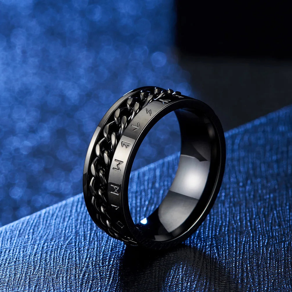 Stainless Steel Rotating Anxiety Rings with Roman Numerals