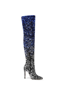 tight sequined thigh boots, gradient