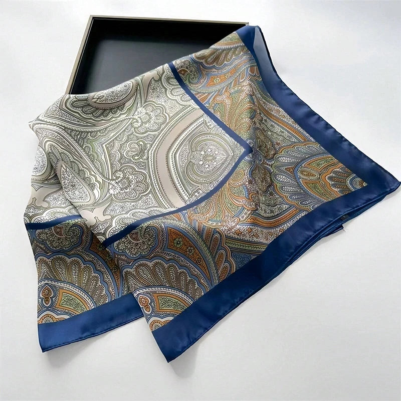 Square silk scarf with flowers