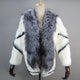 Natural rabbit fur coat with fox fur collar