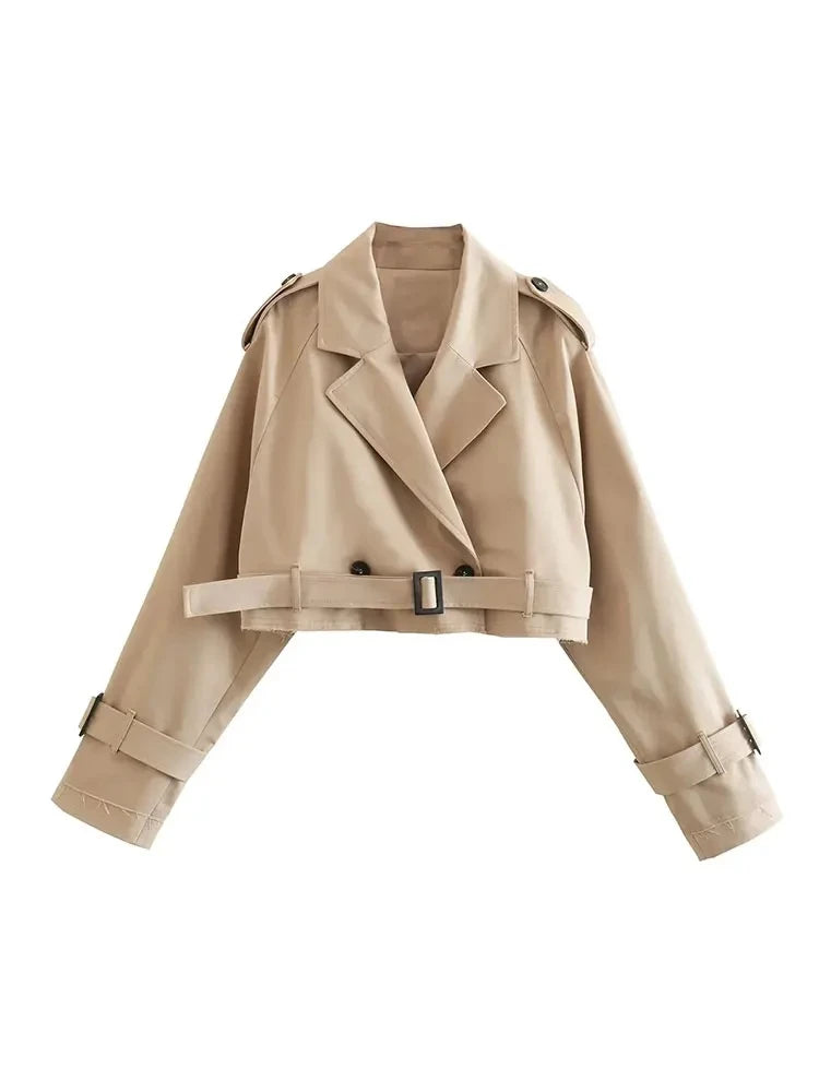 Short Belt Trench Spring Vintage Jacket