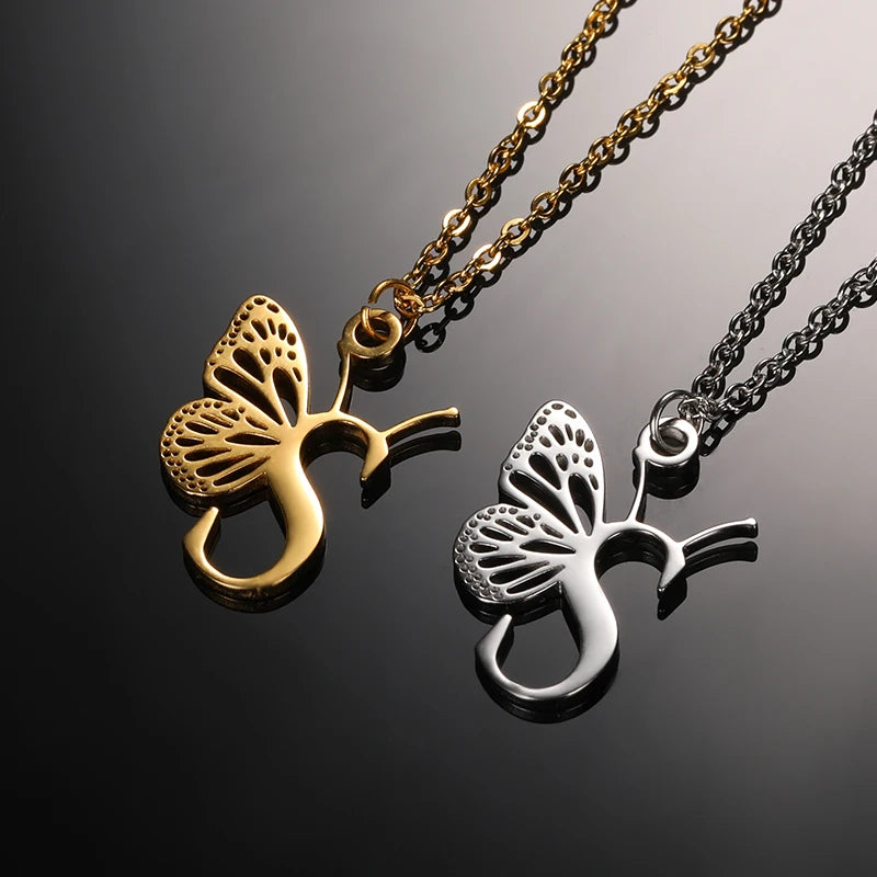 A - Z Initial Letter Collar Butterfly Necklace For WomenAzizaK